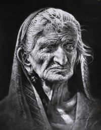 M. Rustam Khan, 14 x 18 Inch, Charcoal On Paper, Figurative Painting, AC-RUK-004